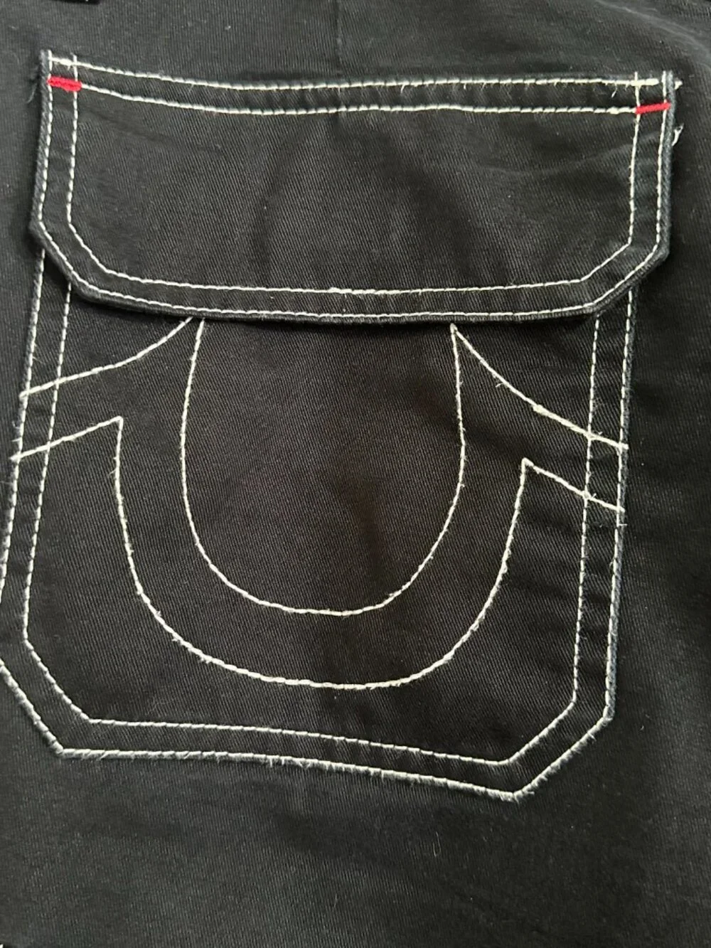 True Religion Black Contrast Stitch Cargo Shorts 34
